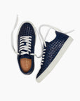 Ink Blue Dip-Dye Woven Low-Top Sneakers