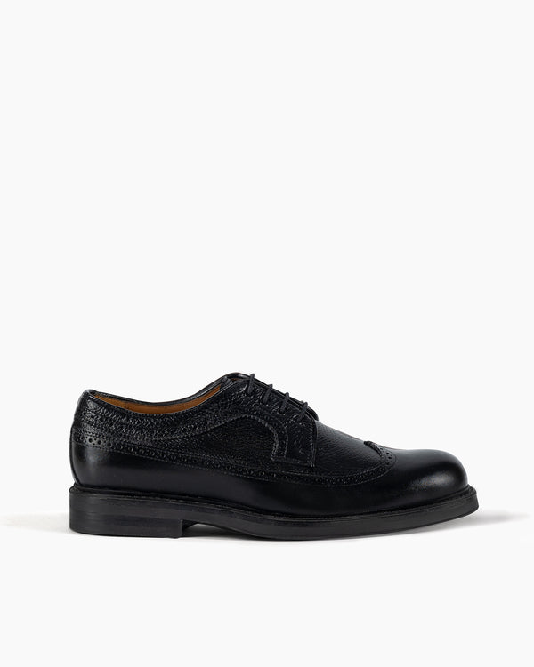 Black Wing-Tip Brogue Shoes