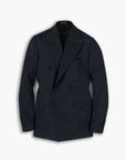 Navy Two-Ply Wool Double Breasted Blazer