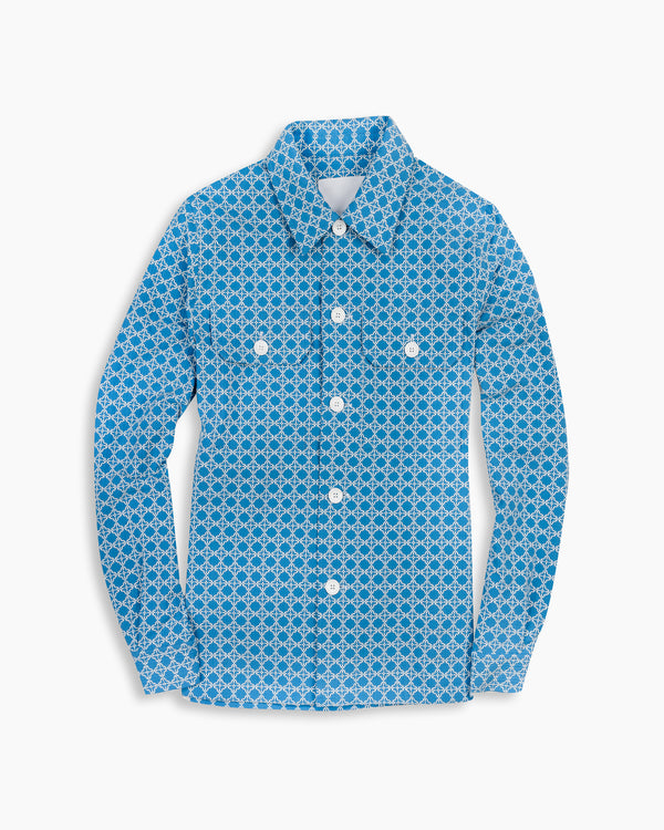 Cobalt Blue Geometric Weave Overshirt