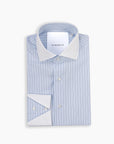 Sky Pencil Stripe Contrast Veil Shirt