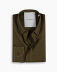Olive Silk-Stitch Linen Shirt