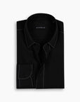 Black Silk-Stitch Linen Shirt