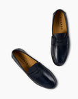 Navy Calf Leather Penny Loafer