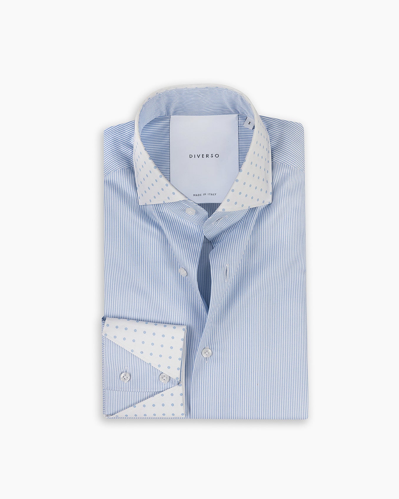 Sky Needle-Stripe Contrast Veil Shirt