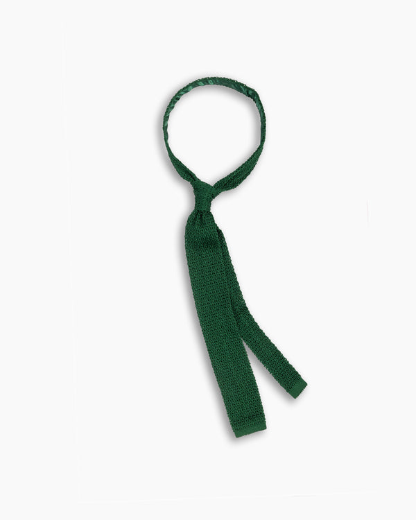 Bottle Green Jacquard Knitted Silk Tie