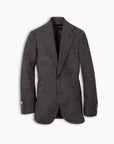 Grey & Brown Check Wool & Silk Blazer