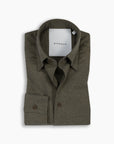 Olive Cotton-Cashmere Nascosto Shirt