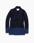 Navy Tonal Knitted Merino Blazer