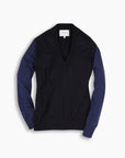 Navy Contrast Deep V Knit