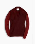 Burgundy Contrast Deep V Knit