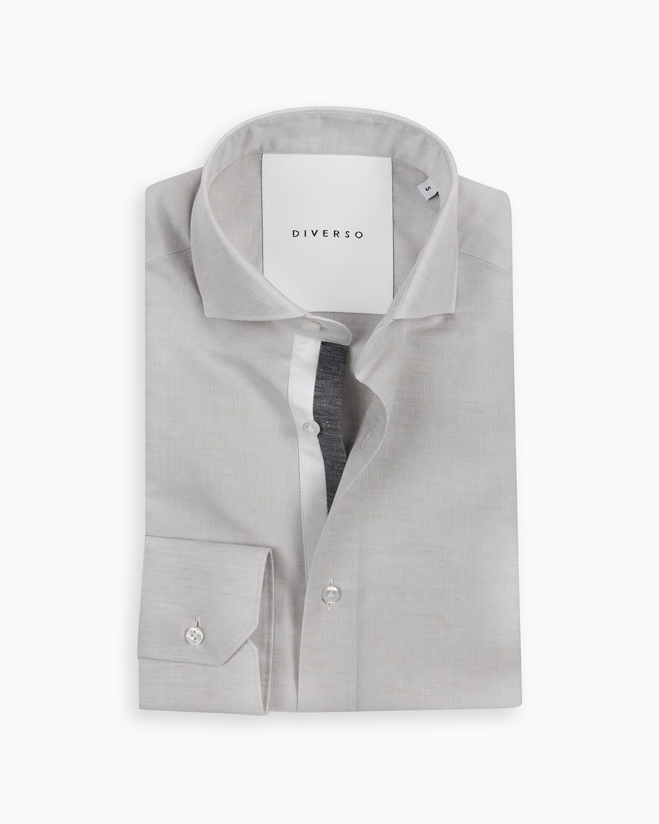 Pearl Grey Cotton-Linen Twin Trim Shirt