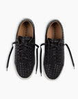 Black on White Hand Woven Sneakers