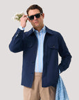 Blue Stripe Crushed Seersucker Button Down Shirt