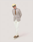 Beige Prince of Wales Linen & Silk Blazer