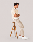 Cream Knitted Cotton Polo