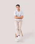 Ice Grey Knitted Cotton Polo