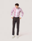 Burgundy Stripe Patchwork Shirt