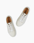 Off White & White Hand Woven Sneakers