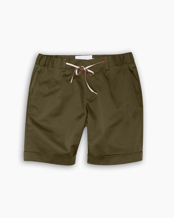 Olive Cotton Casual Shorts