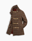 Ecru & Burgundy Check Wool Toggle Peacoat