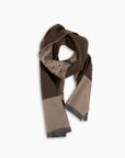Brown & Tan Polka Print Wool Scarf