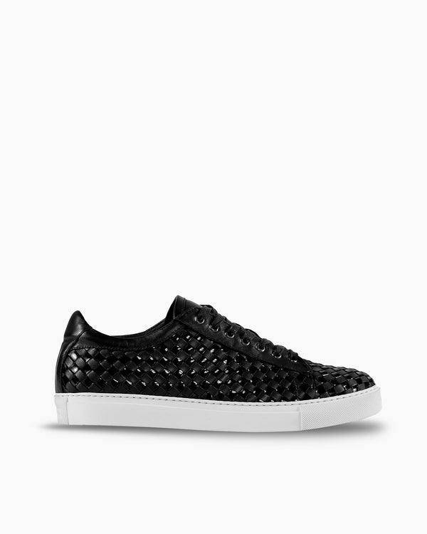 Black Patent Hand Woven Sneakers