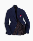 Navy Hatch Seersucker Wool Blazer