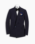 Navy Double Breasted Shawl Blazer