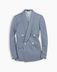 Cornflower Blue Double Breasted Shawl Blazer