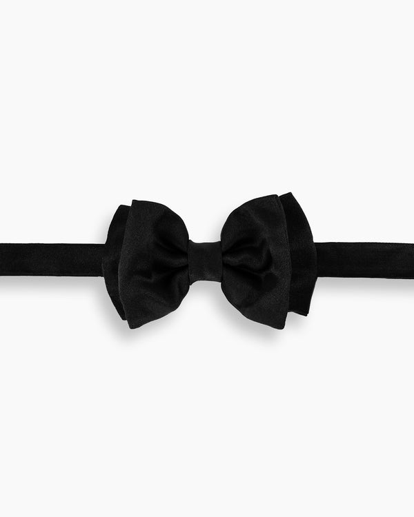 Black Silk Satin Handmade Bow Tie
