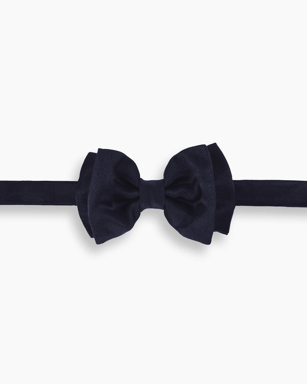 Navy Silk Satin Handmade Bow Tie