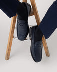 Navy Calf Leather Penny Loafer