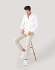 White Silk-Stitch Linen Shirt