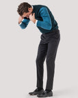 Charcoal Flannel Contrast Trim Pant