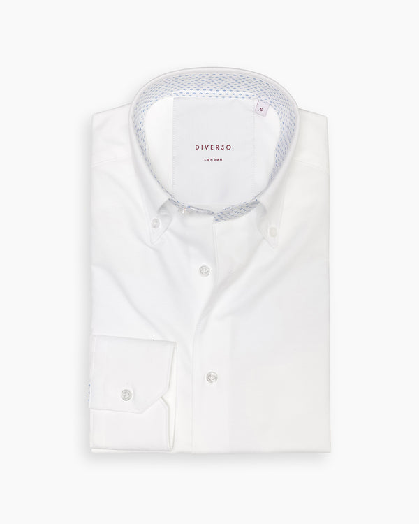 White Oxford Contrast Button Down Shirt