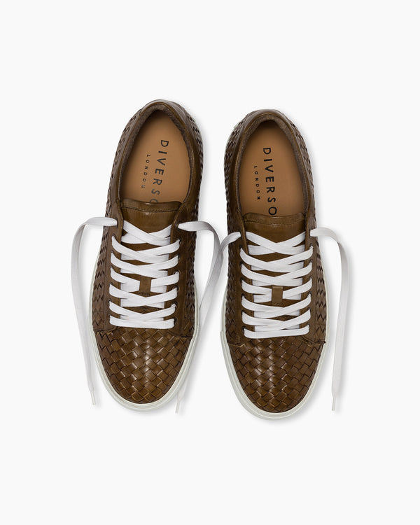 Olive Dip-Dye Woven Sneakers