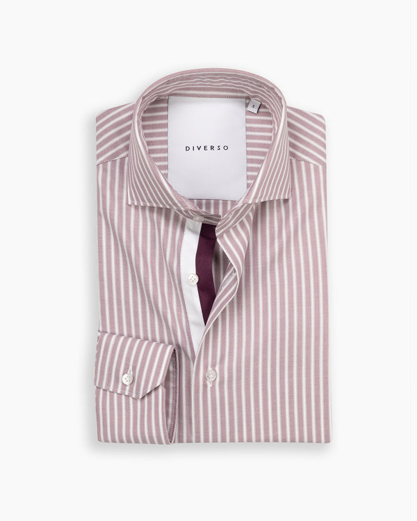 Burgundy Reverse Stripe Twin Trim Shirt