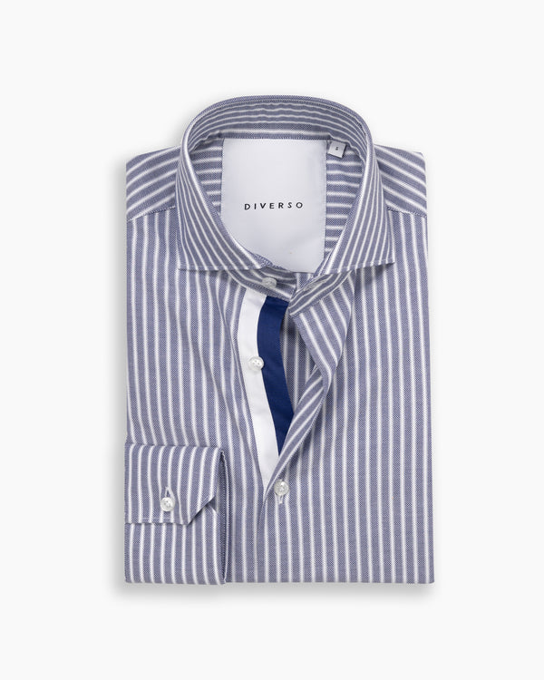 Blue Reverse Stripe Twin Trim Shirt