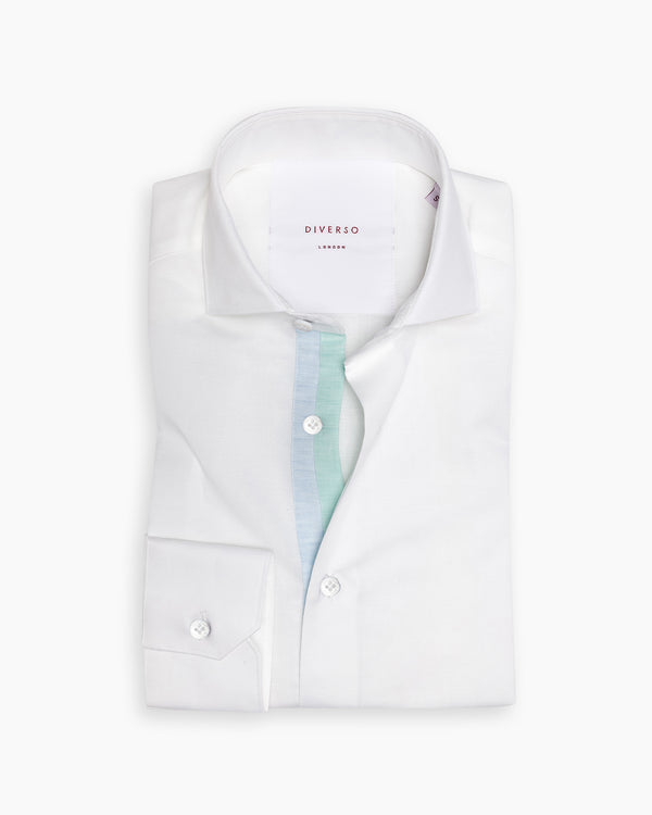 White Cotton-Linen Twin Trim Shirt