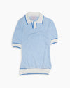 Cornflower Blue Knitted Cotton Polo