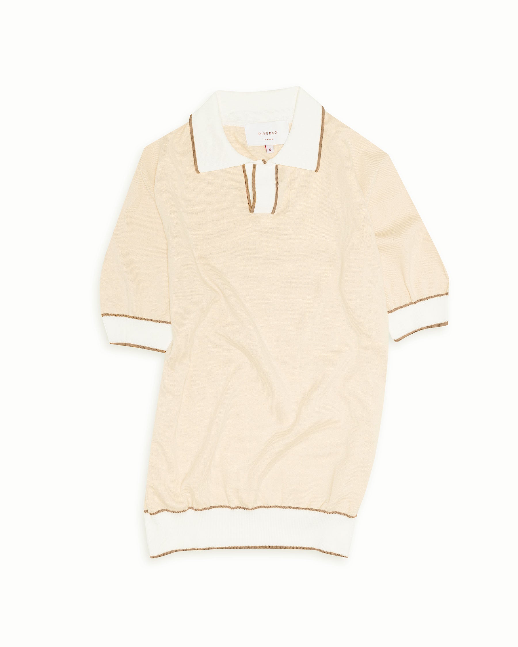 Cream Knitted Cotton Polo