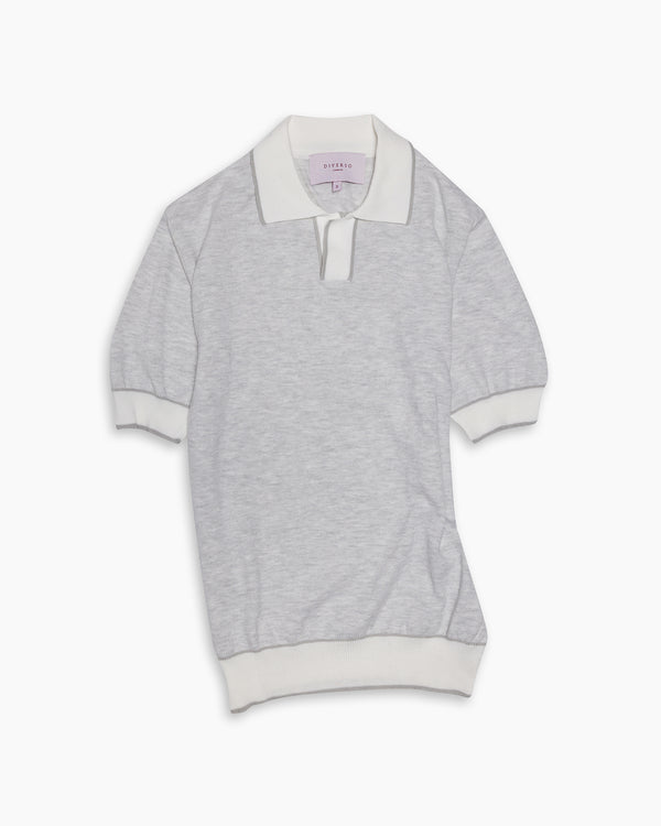 Ice Grey Knitted Cotton Polo