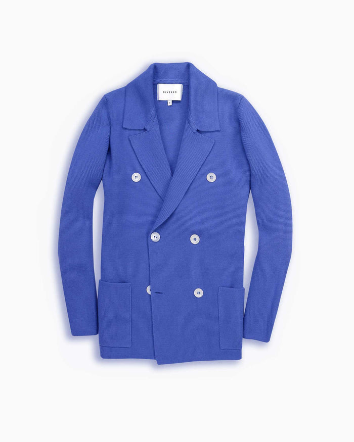 Azure Blue Knitted Merino Blazer