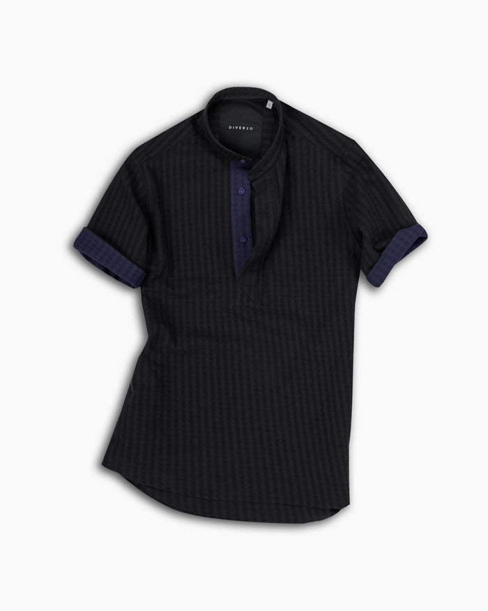 Black Short Sleeve Popover Shirt