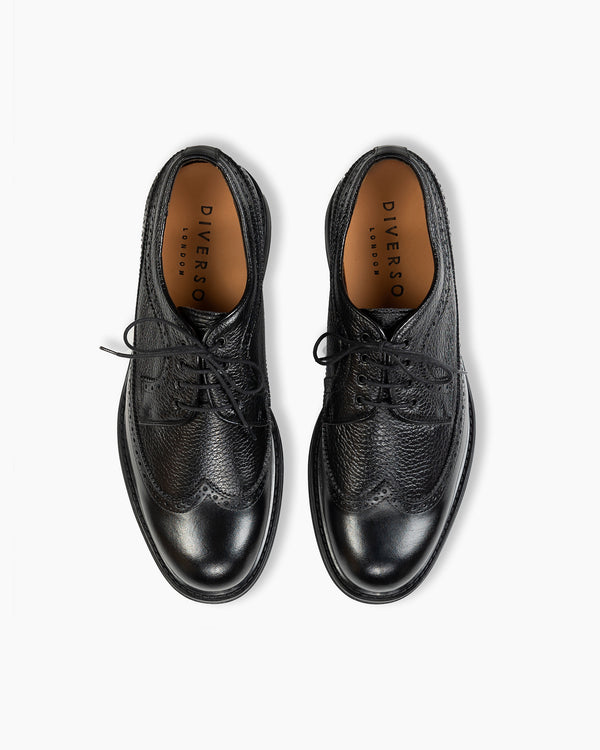 Black Wing-Tip Brogue Shoes