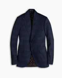 Navy Check Wool &amp; Cashmere Ultra Peak Blazer