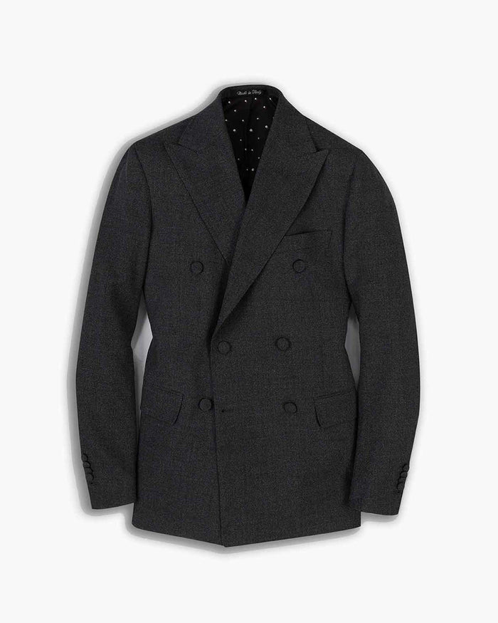 Charcoal Two-Ply Wool Double Breasted Blazer