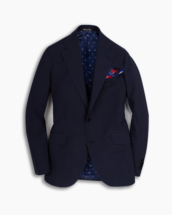 Navy Seersucker Wool Blazer