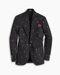 Charcoal Wool &amp; Cashmere Embroidered Blazer